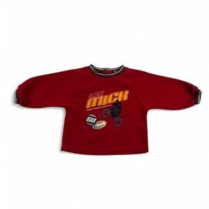 Vintage Disney Mickey Mouse Moto Mick Sweatshirt 18M Red Fleece Baby Toddler